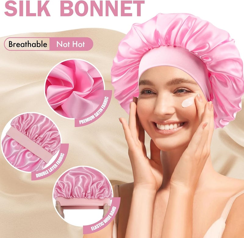 Doitory Store Satin Silk Bonnet for Sleeping, Double Layer Silk Sleep Cap for Men & Women, Soft Satin Lined Bonnet for Curly Hair - Image 3